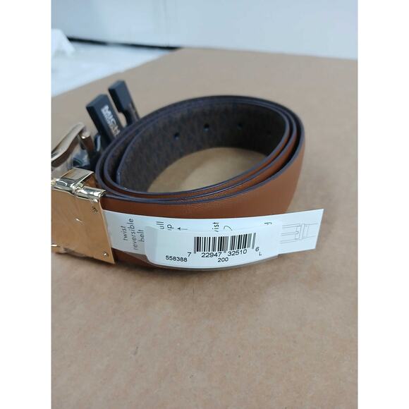 NWT Michael Kors Women’s Slim Brown Belt with Gold Buckle - Picture 2 of 3